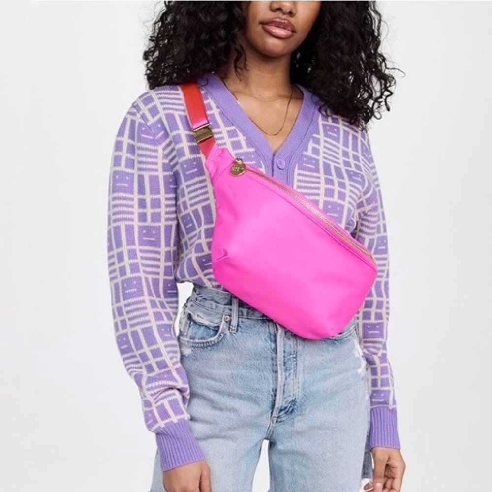 Stoney Clover Lane Nylon Jumbo Fanny Pack Fuschia Belt Bag Crossbody Sling Purse